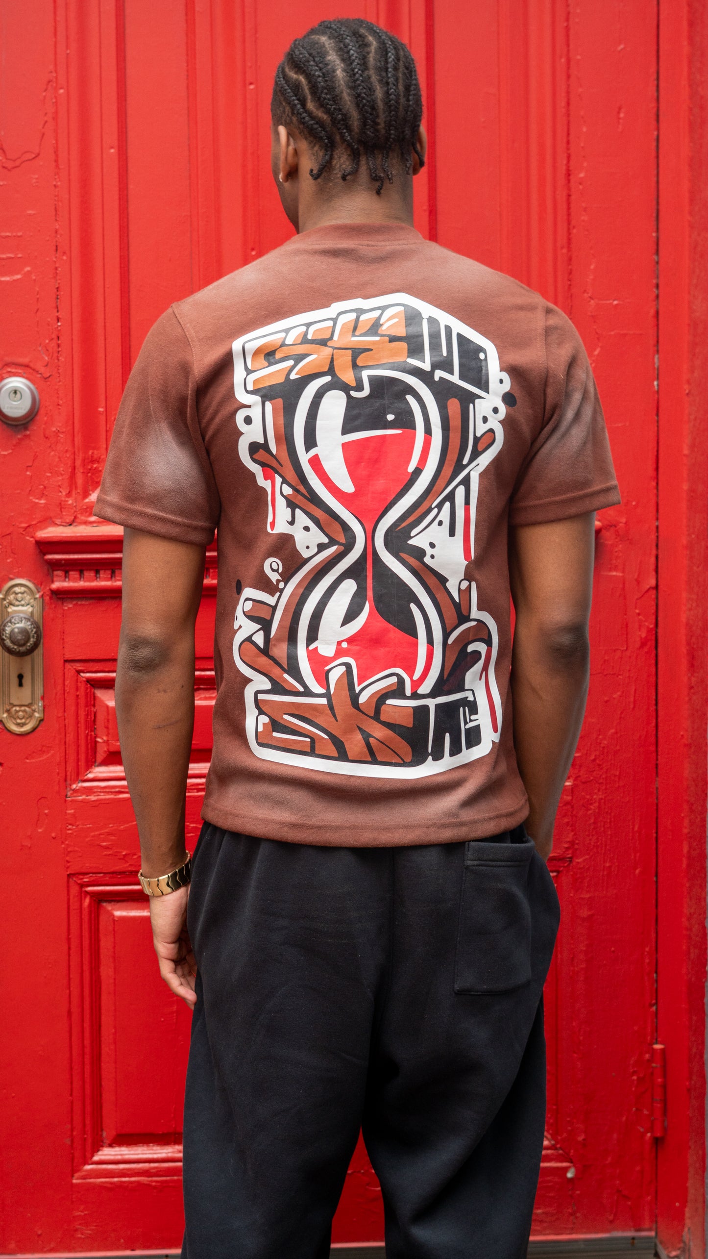 Fearless Brown Graphic Tee (Red Logo)
